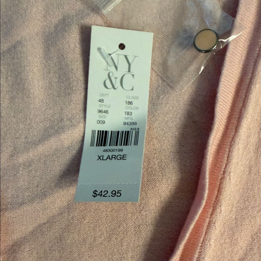 New York & Company Light Pink Ruched Button-Up Blouse - Picture 6 of 6